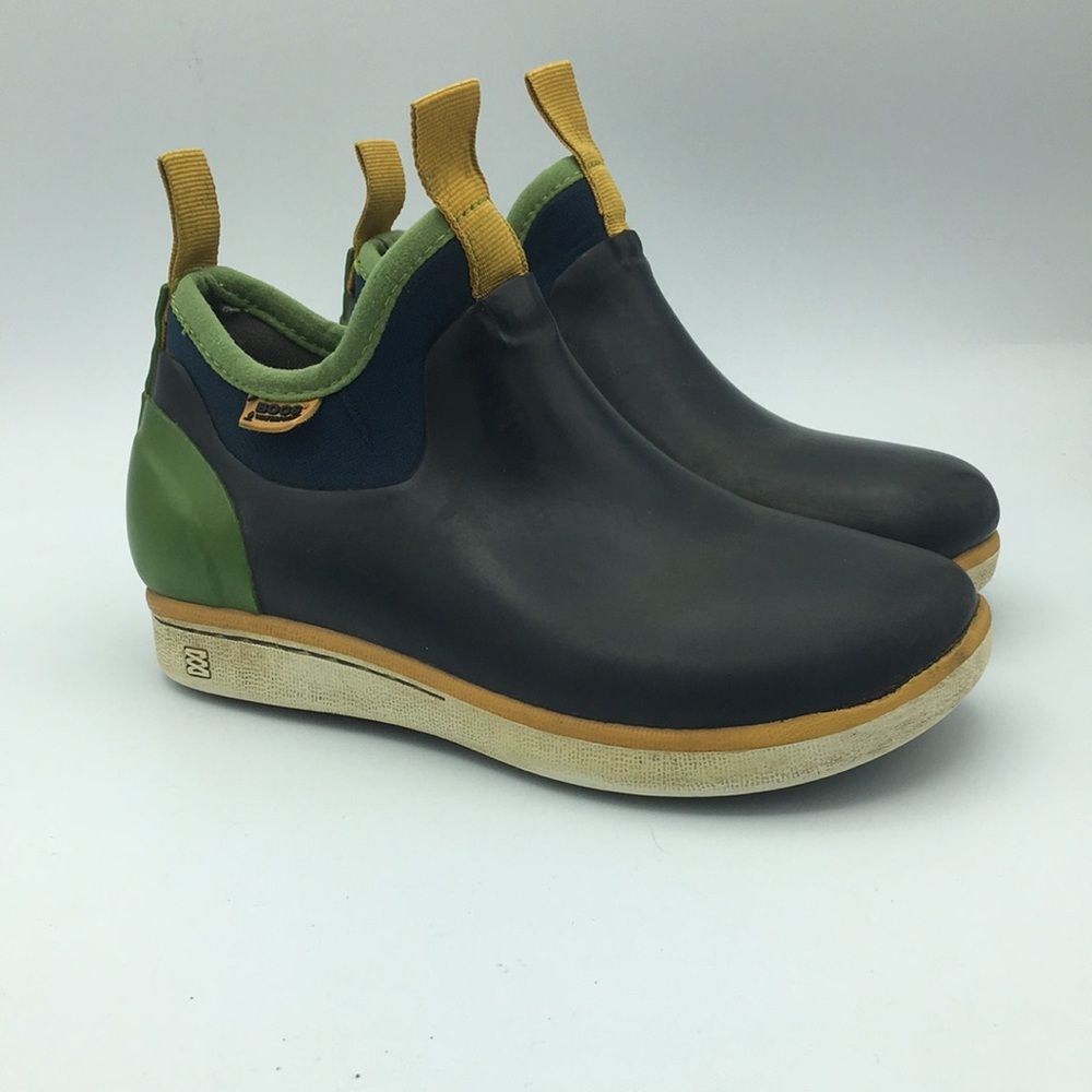 Bogs Navy Blue & Green Slip-On Casual Chelsea Ankle Boots 13